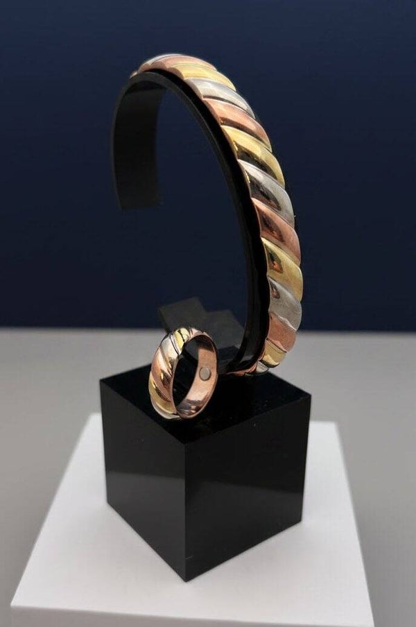 3 Colour Copper Magnetic Therapy Bangle & Ring Set