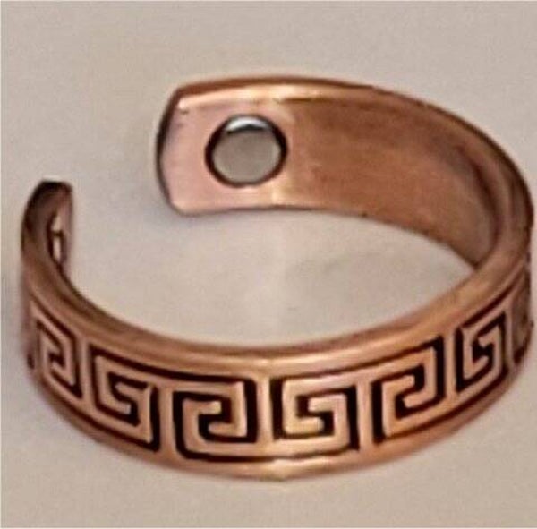 Greek Key Copper Therapy Ring