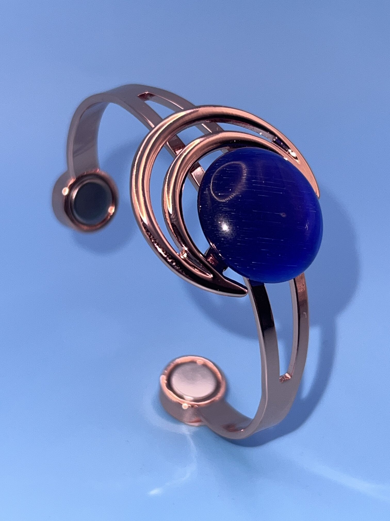 Copper Moon with Dark Blue Stone Bracelet