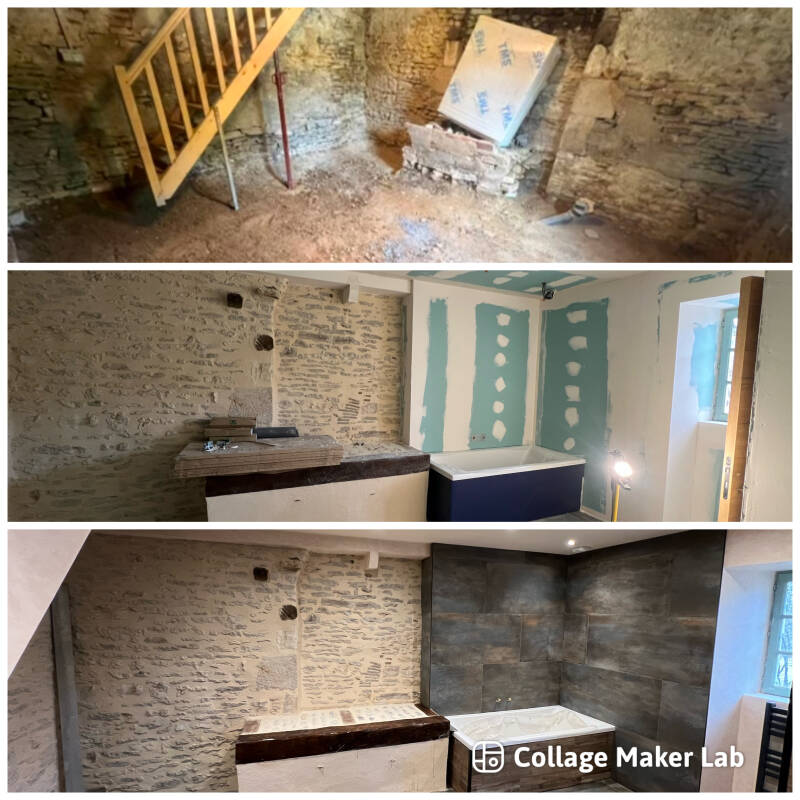 création d'une salle de bain et wc dans une ancienne étable a mouton 