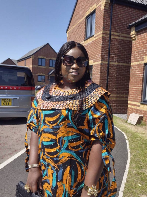 Fully beaded cape dress