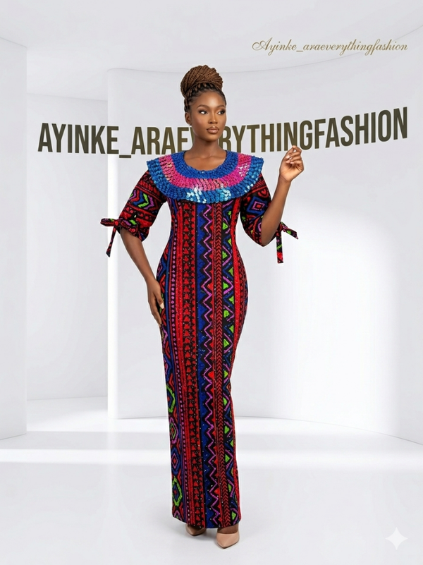 Fully beaded cape dress