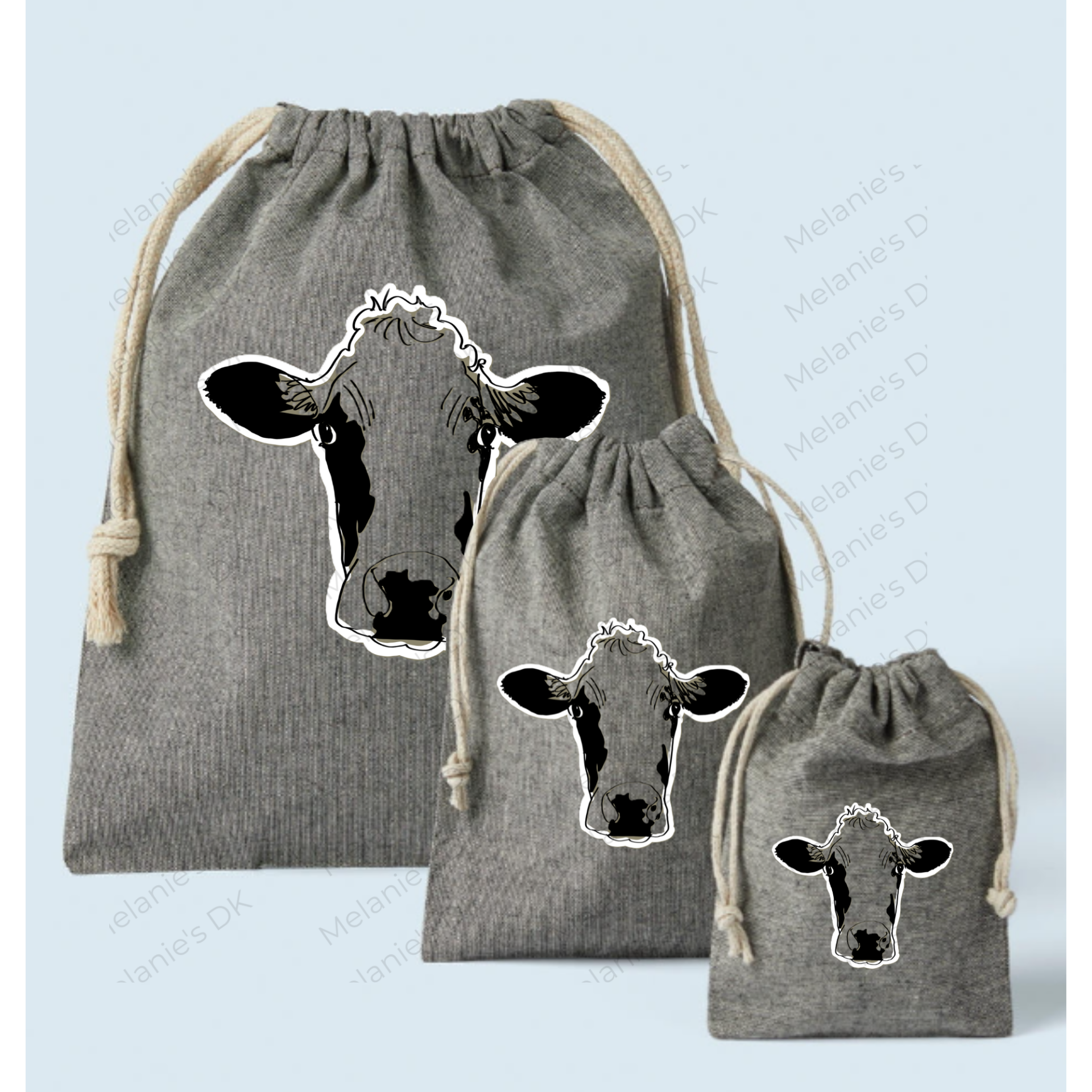 Originele koe 'Wassenaar' bedrukt op klein tasje