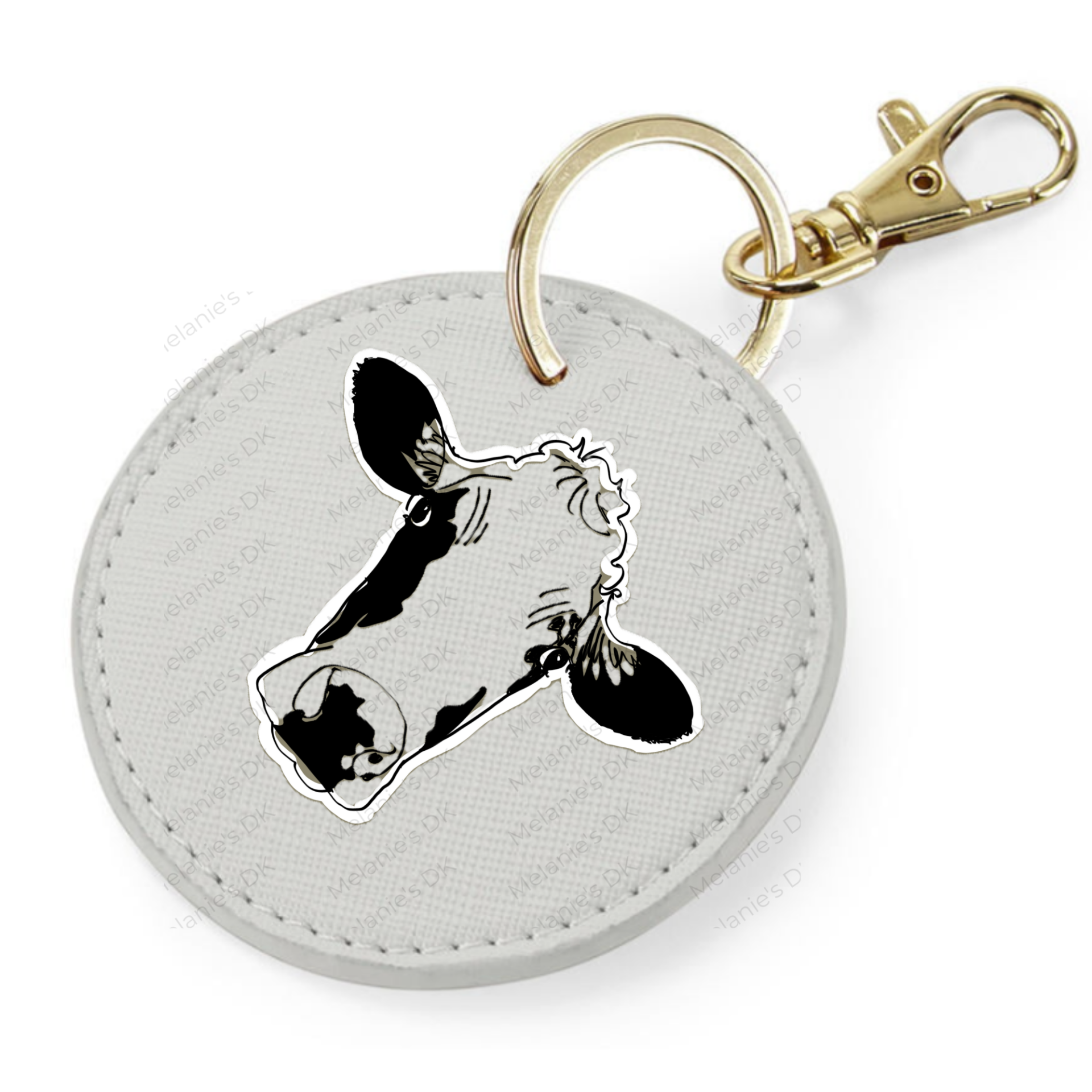 Originele koe 'Wassenaar' op keyclip rond of hart