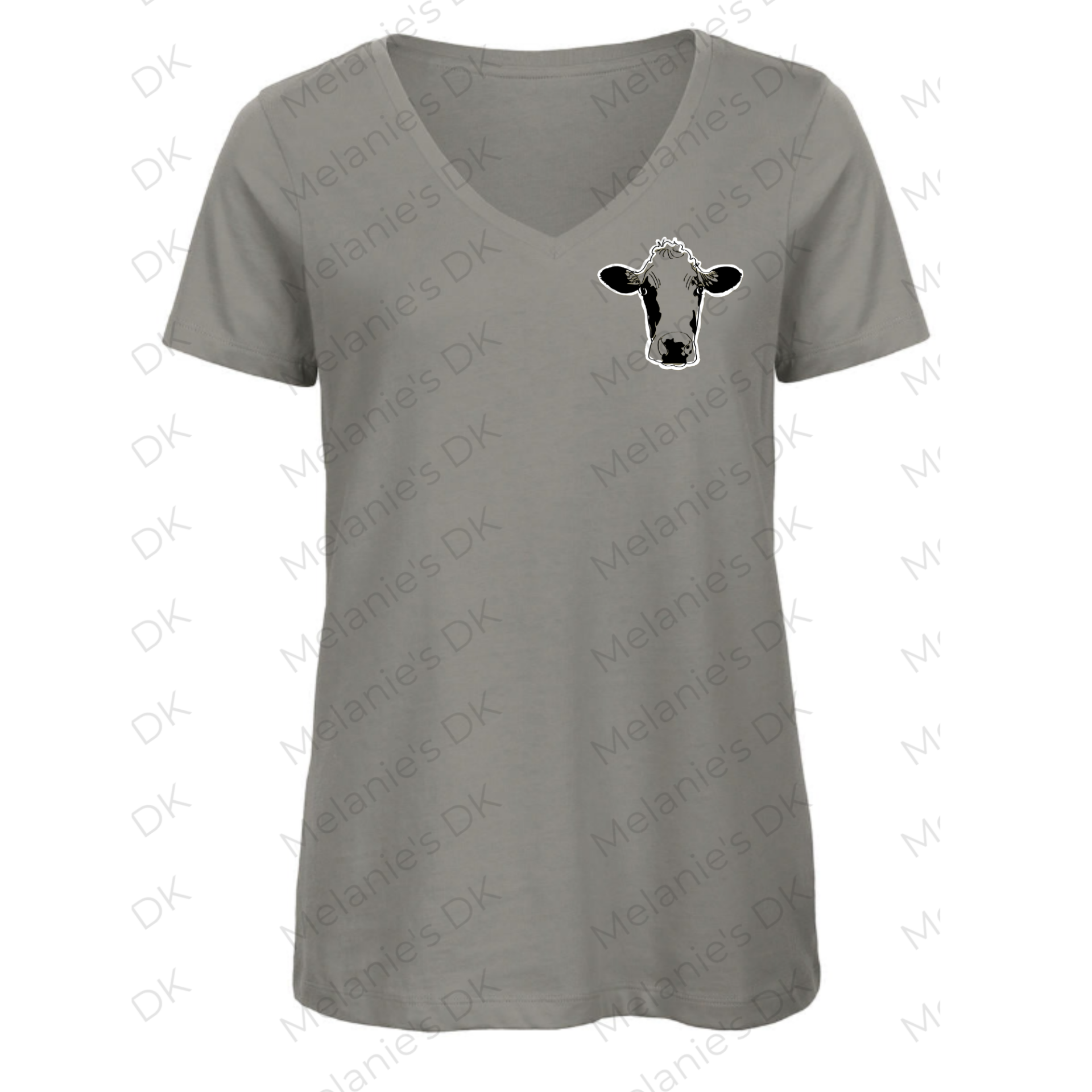 Originele koe 'Wassenaar' op grijs damesshirt.