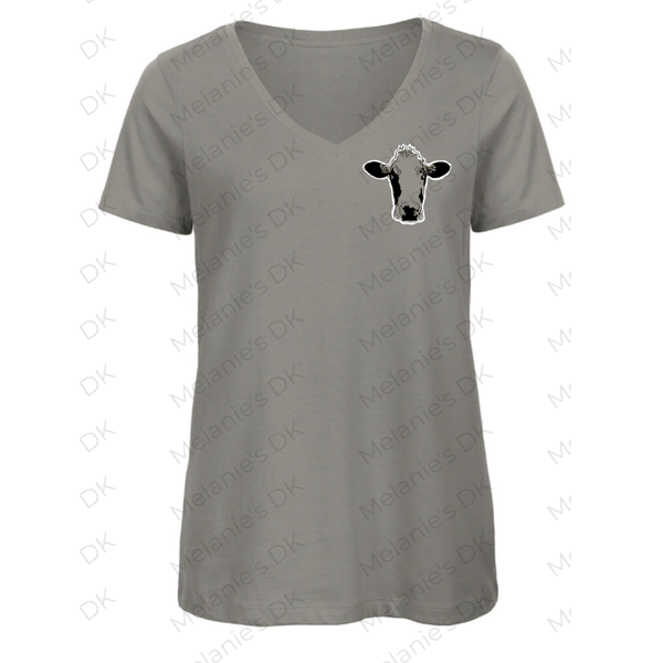 Originele koe 'Wassenaar' op grijs damesshirt.