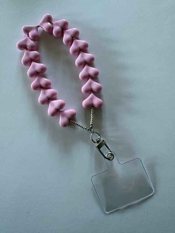 Kralen strap hartjes lichtroze