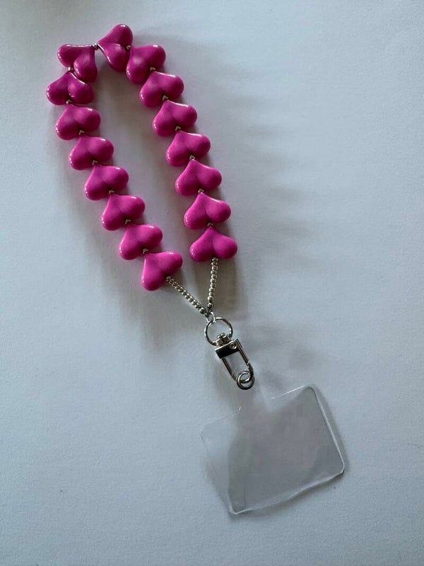 Kralen strap hartjes roze