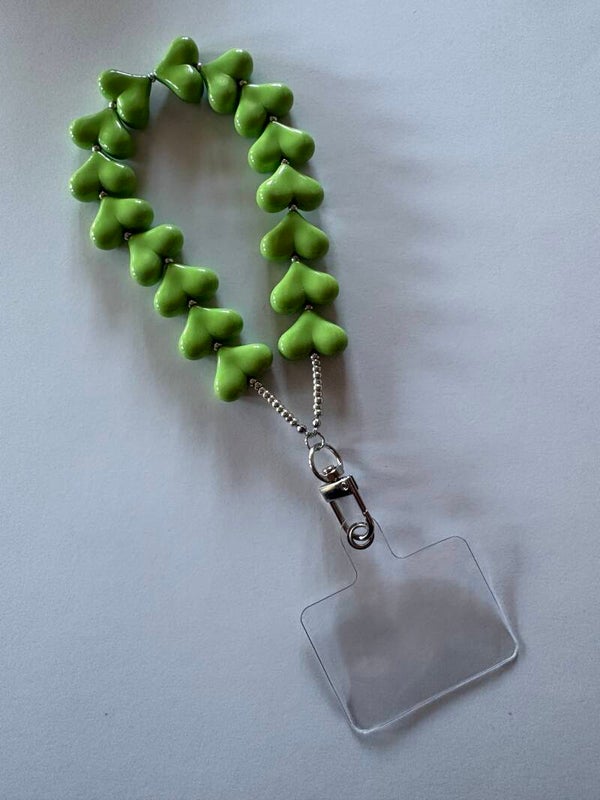 Kralen strap hartjes groen