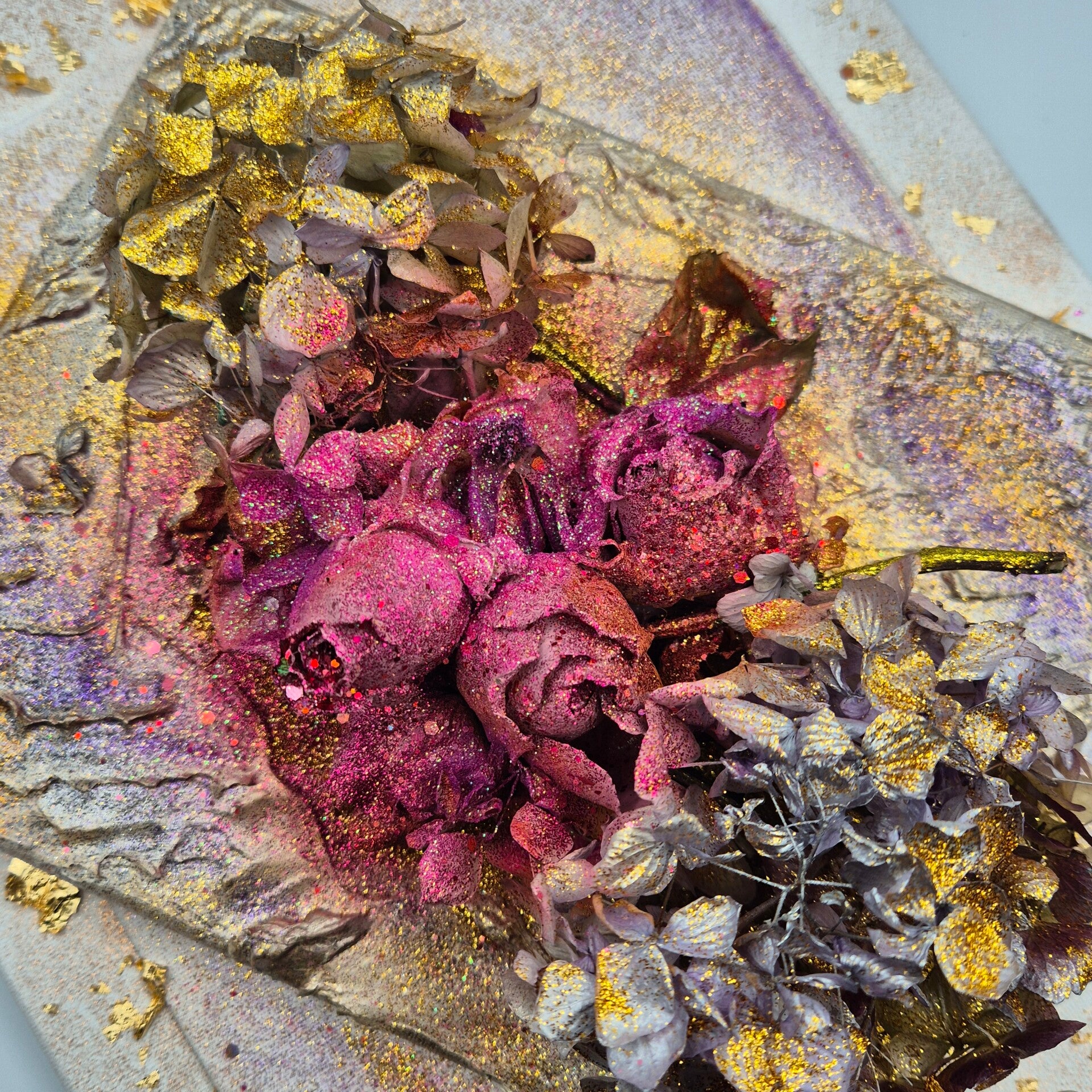 Mixed media Kunst Struktur Art Blätter Natur 