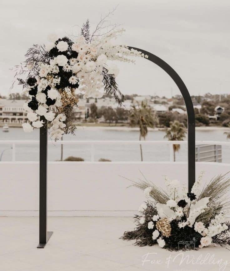Black and white flower garland