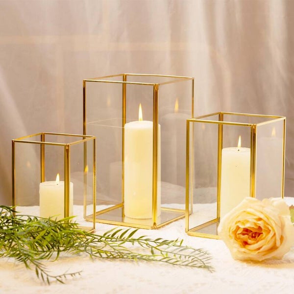 Geometric candle jars gold