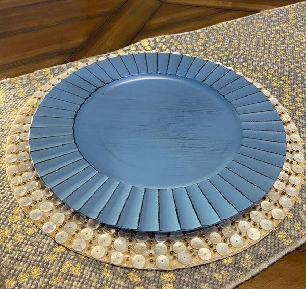 Charger plates rustic blue
