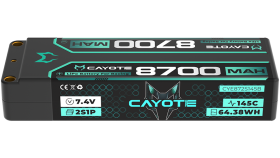 CAYOTE Racing Lipo Battery, 145C, 8700mAh, 2S1P, 7.4V, 64.38Wh