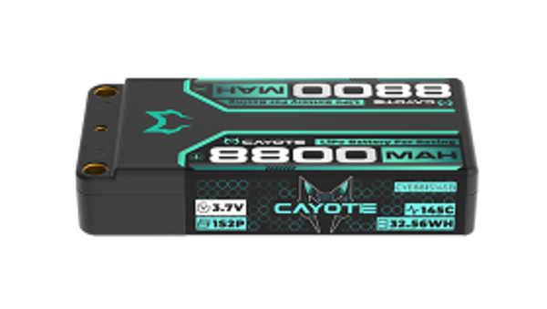 CAYOTE Racing Lipo Battery, 145C, 8800mAh, 1S2P, 3.7V, 32.56Wh