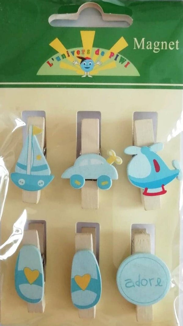 Lot de 6 pinces à linge garçon