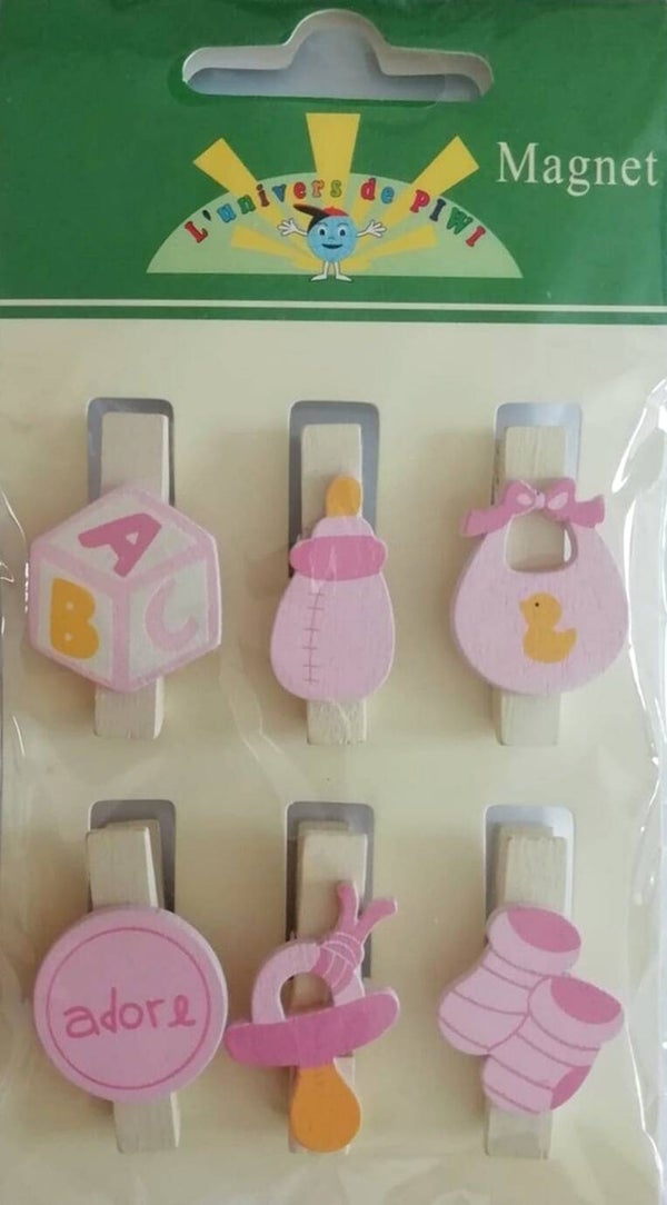 Lot de 6 pinces à linge fille