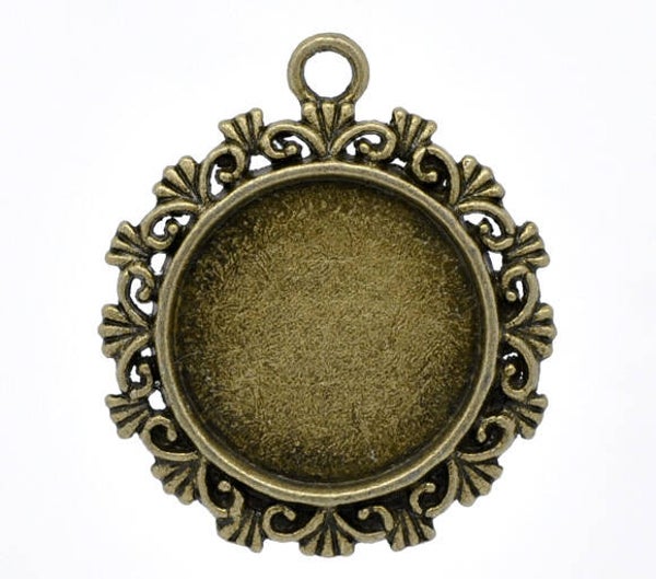 lot 4 pendentifs base pour cabochons ronds 20mm