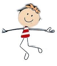 Forme en bois décorée garçon rouge et blanc