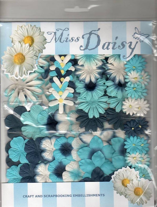 set 80 pièces papier naturel ton bleu