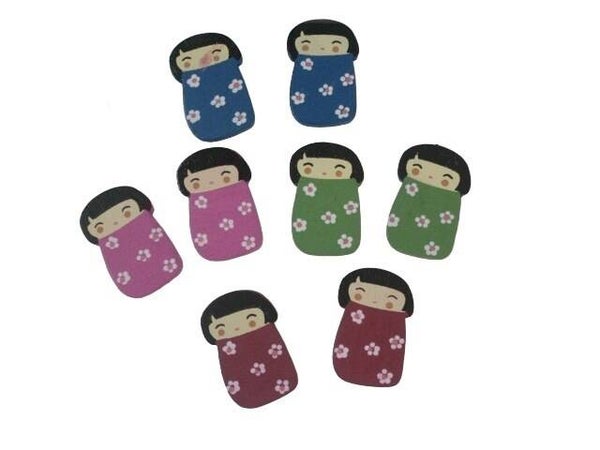 Set de 8 poupées de Chine en bois décoré 1,20 €