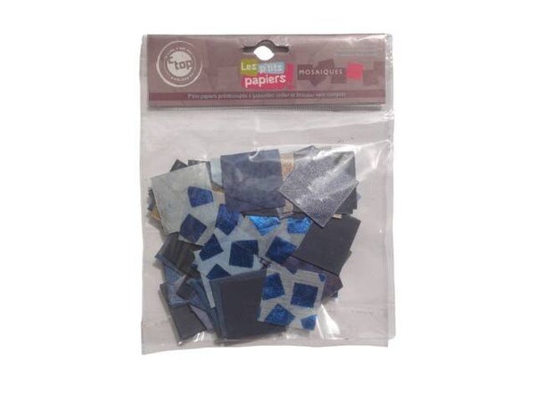 Set de 200 petits papiers indiens mosaïques, en camaïeu de bleus
