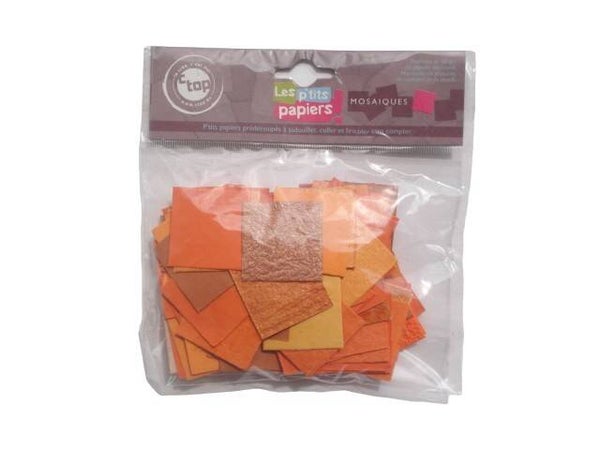 Set de 200 petits papiers indiens mosaïques, en camaïeu d'orange