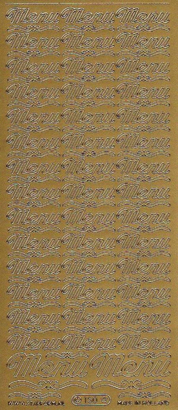 planche de stickers dorés "menu"