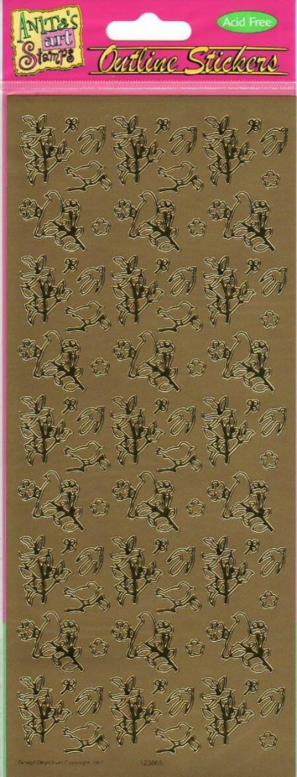 planche de stickers dorés "oiseaux"