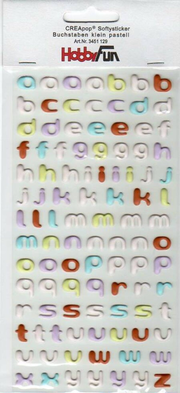 planche de stickers alphabet 3D