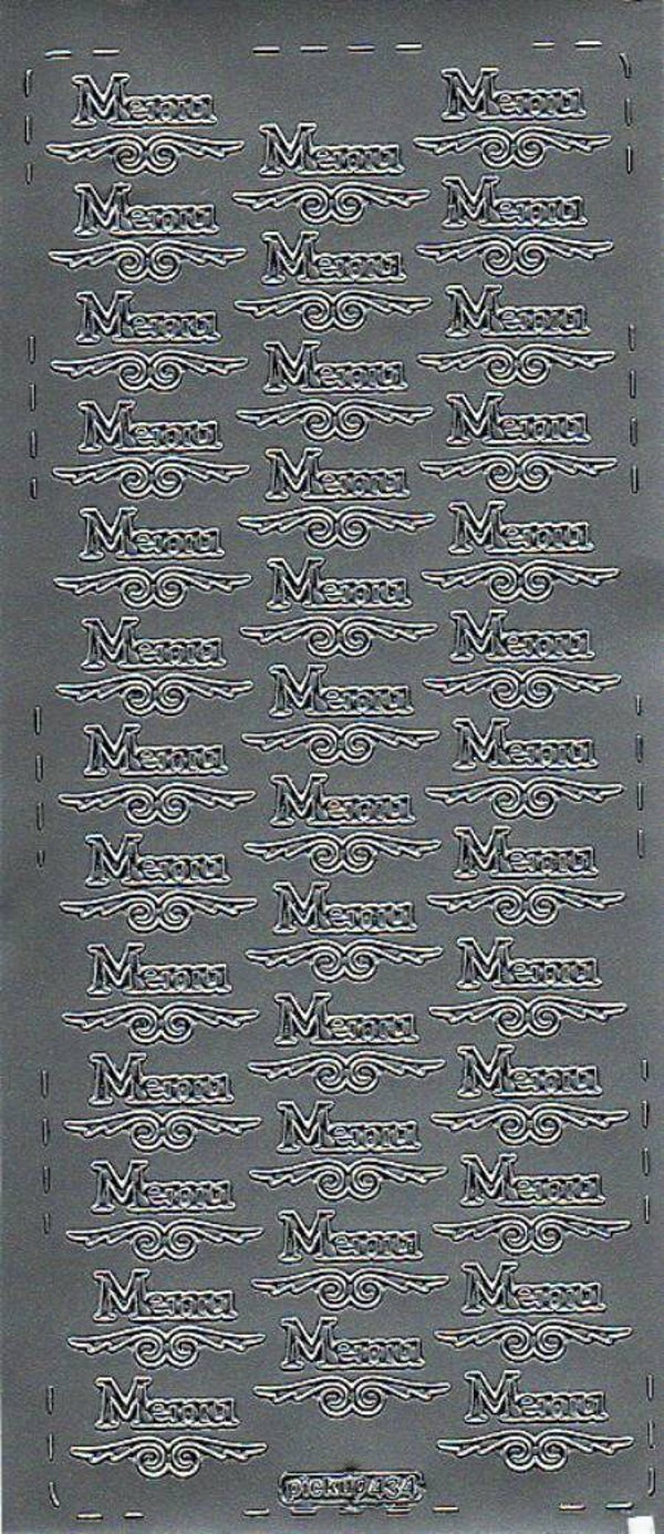 planche de stickers argentés "menu"