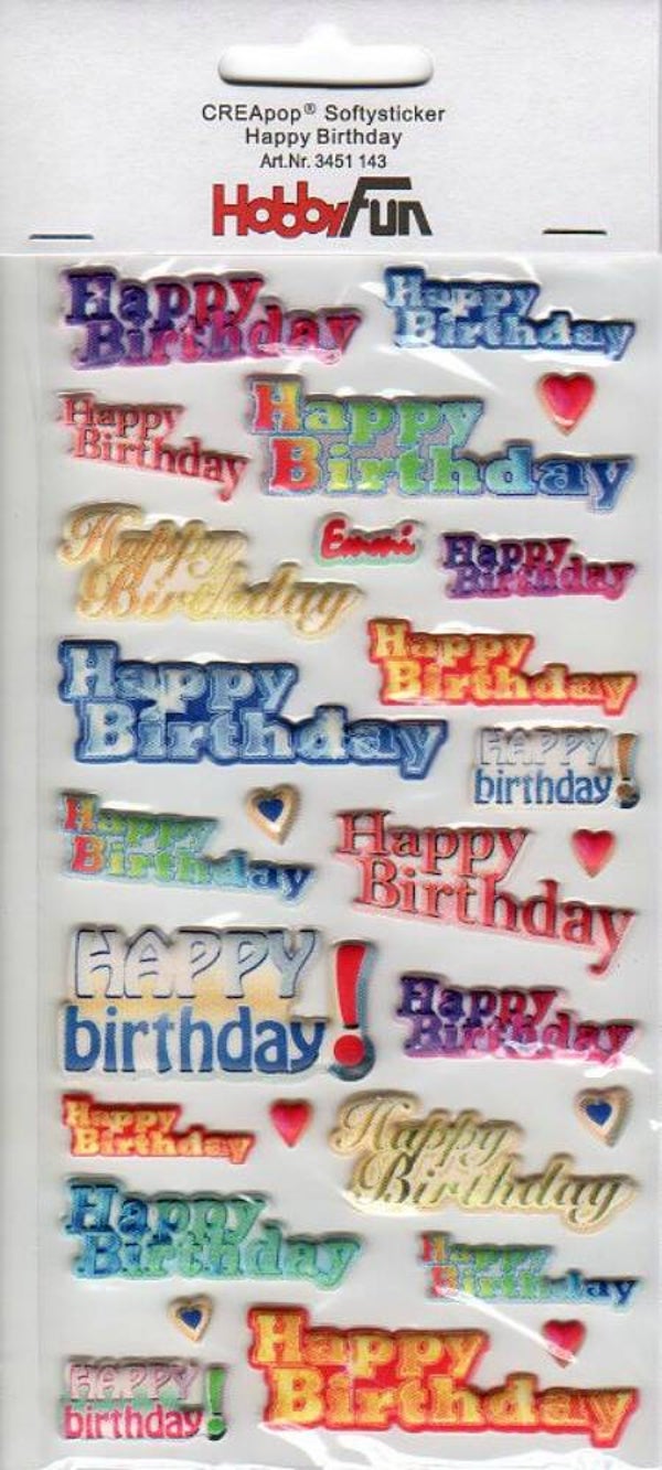 planche de stickers Happy birthday 3D