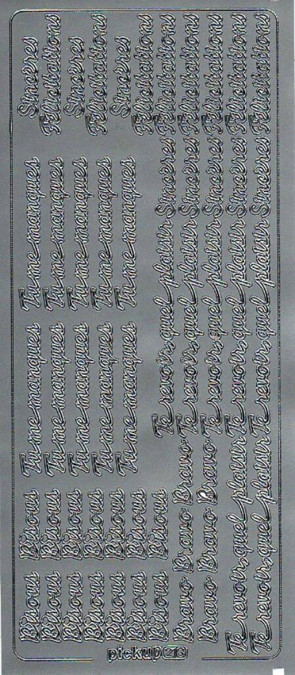 planche de stickers motifs divers argenté
