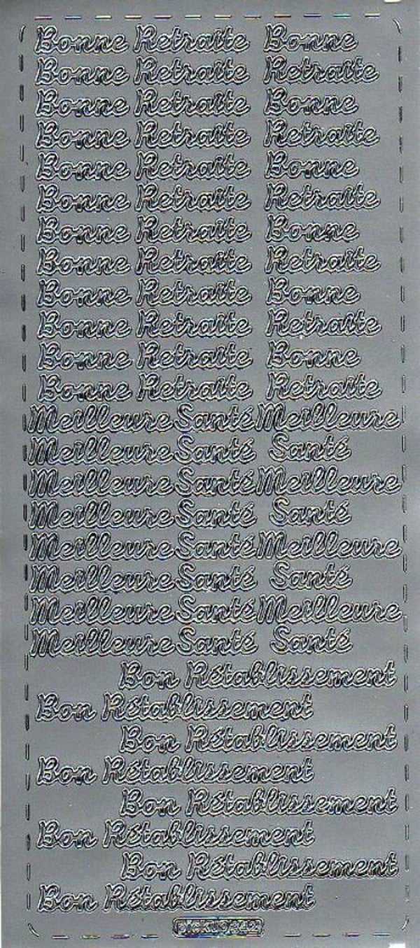 planche de stickers motifs divers argenté