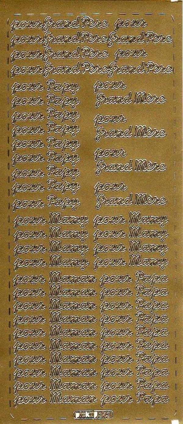 planche de stickers motifs divers doré