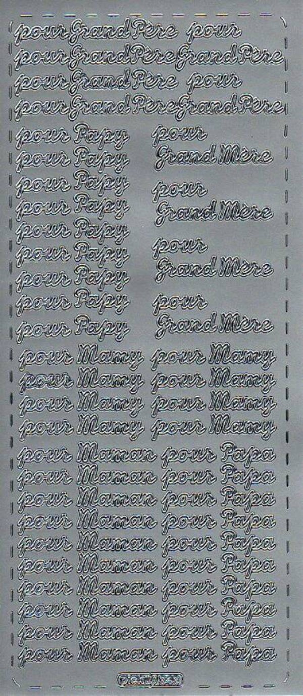 planche de stickers motifs divers argenté