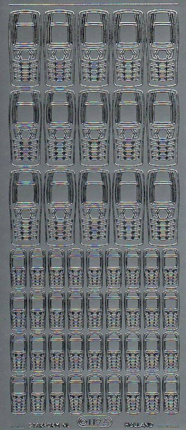 planche de stickers argentés "téléphone portable"