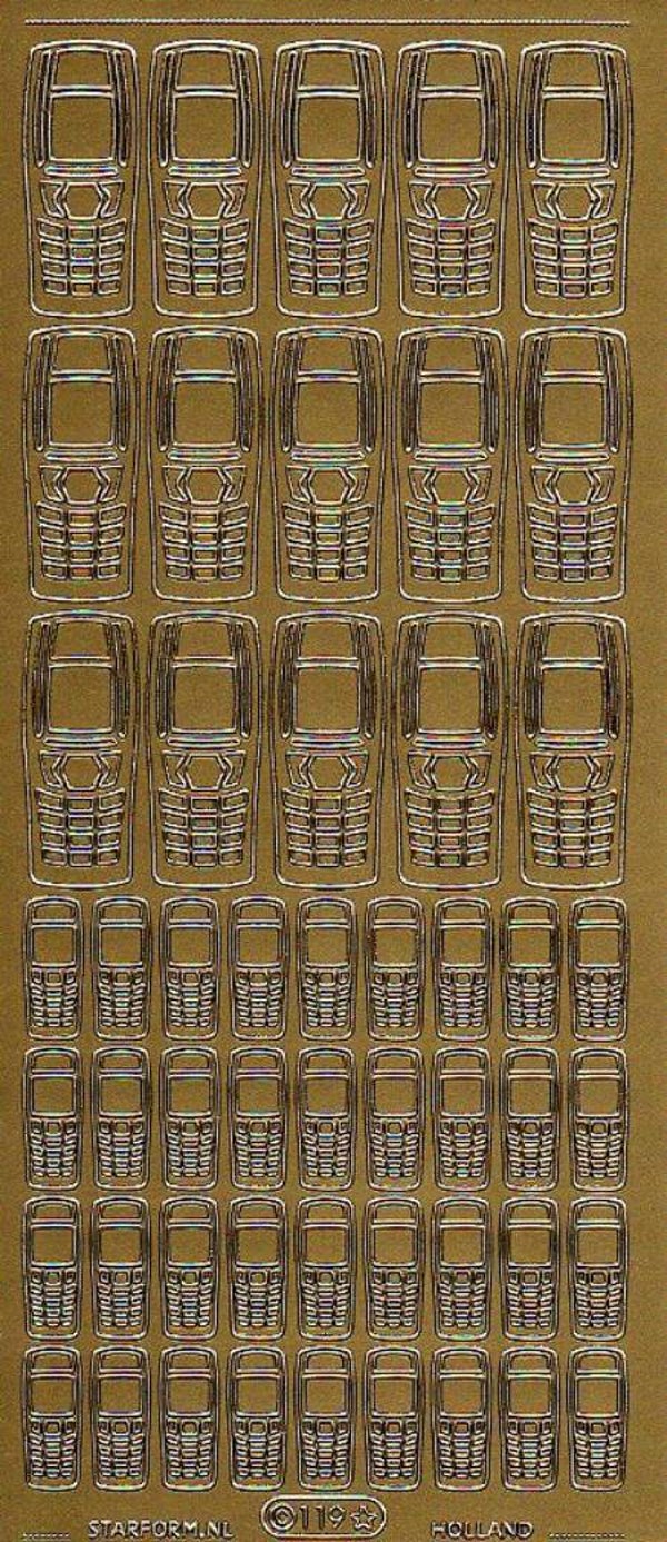 planche de stickers dorés "téléphone portable"