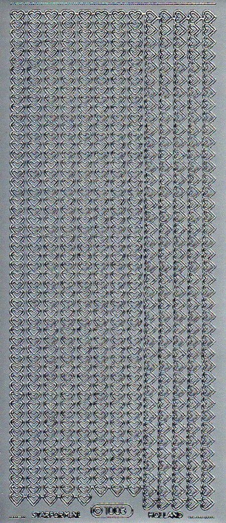 planche de stickers argentés bordures coeurs