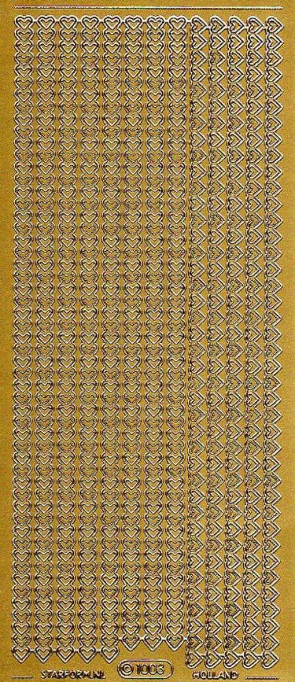 planche de stickers dorés bordures coeurs