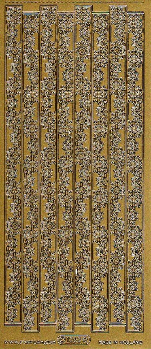 planche de stickers dorés bordures fleurs