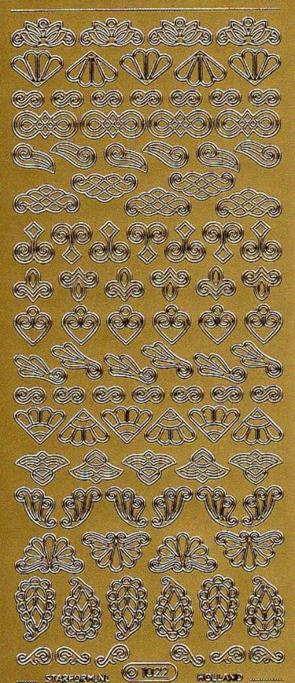 planche de stickers coins dorés