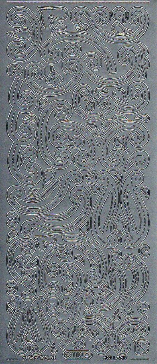 planche de stickers motifs divers argenté