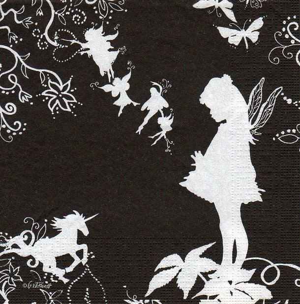 lot de 10 serviettes en papier thème anges, elfes, fées