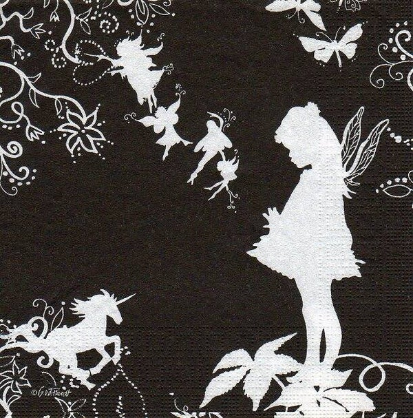 lot de 10 serviettes en papier thème anges, elfes, fées