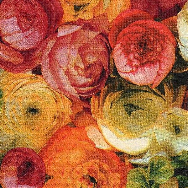 lot de 10 serviettes en papier thème fleurs