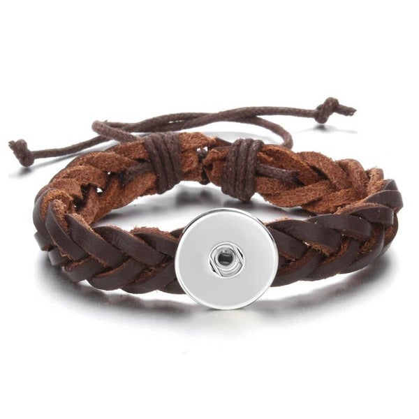 bracelet pour pression cuir tressé