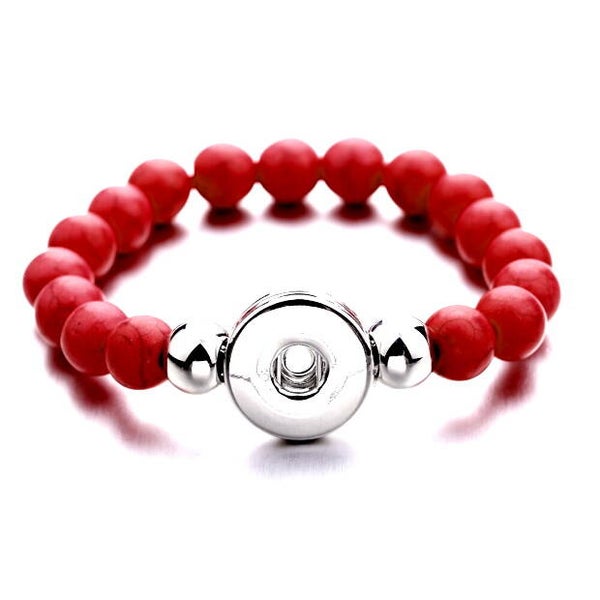 bracelet pour pression perles rouges