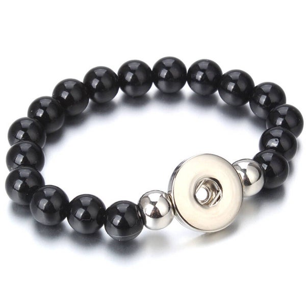 bracelet pour pression perles noires