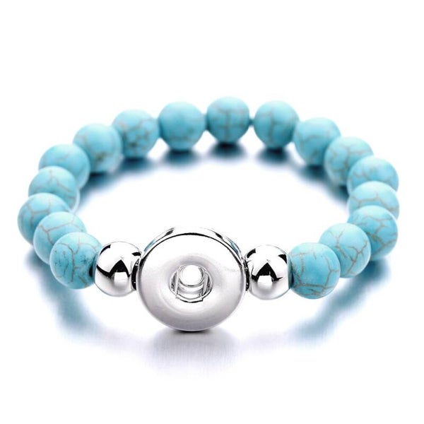 bracelet pour pression perles turquoise